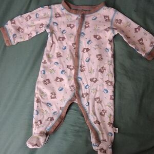 Adorable Brown and Blue Bear Print Kids One Piece